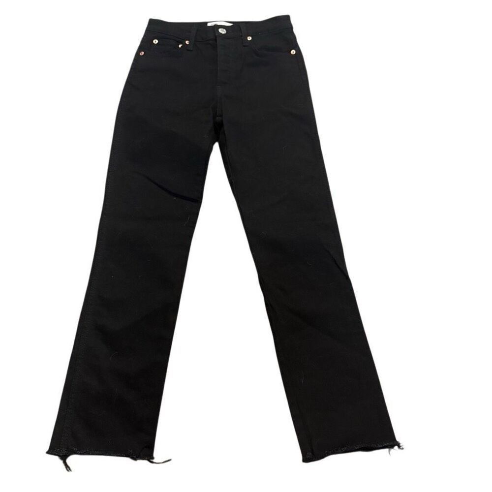 Zara black the 90’s full length distressed hem jeans size 2